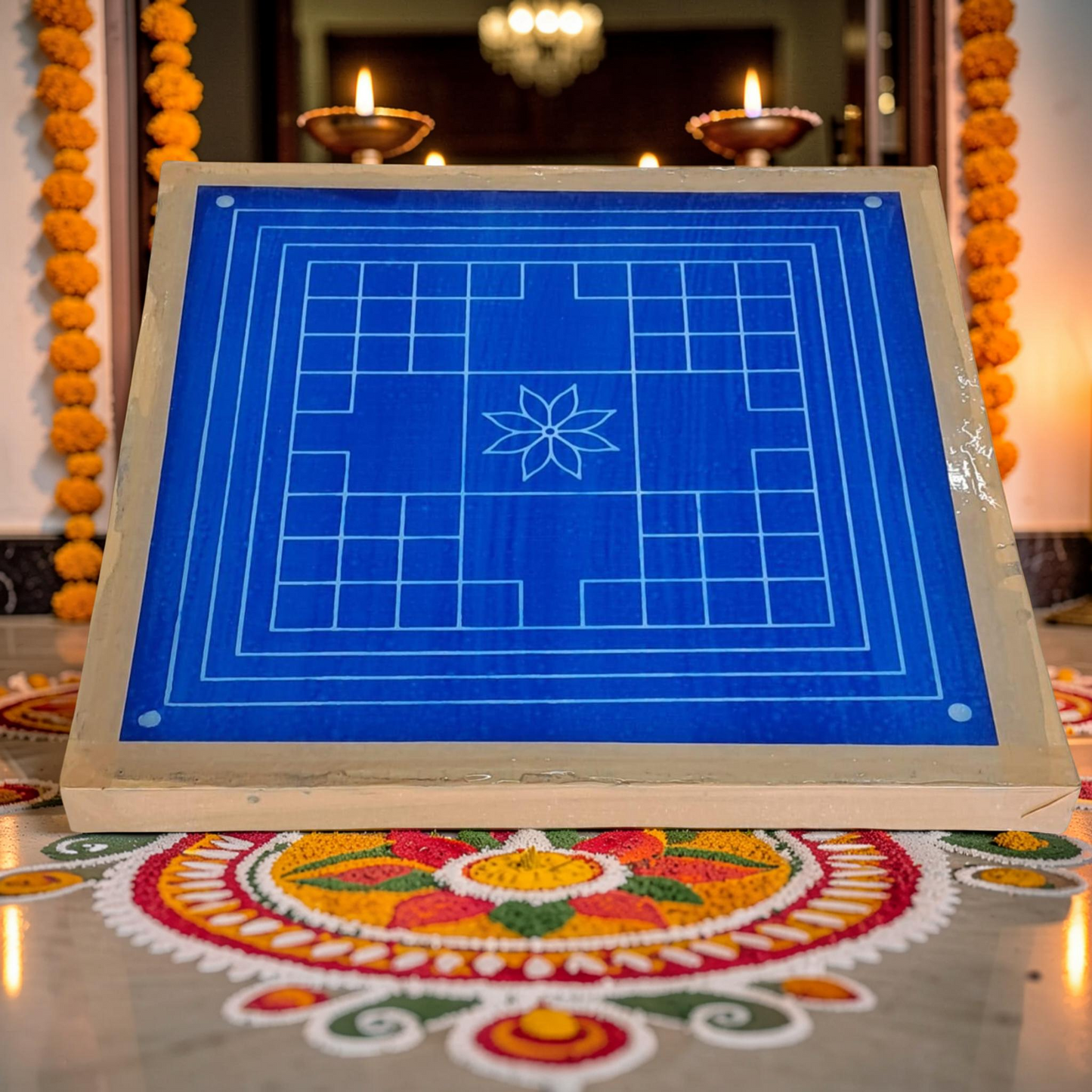 Rangly Vastu Mandala Yantra Rangoli Design Stencil Wooden Pack of 1 piece