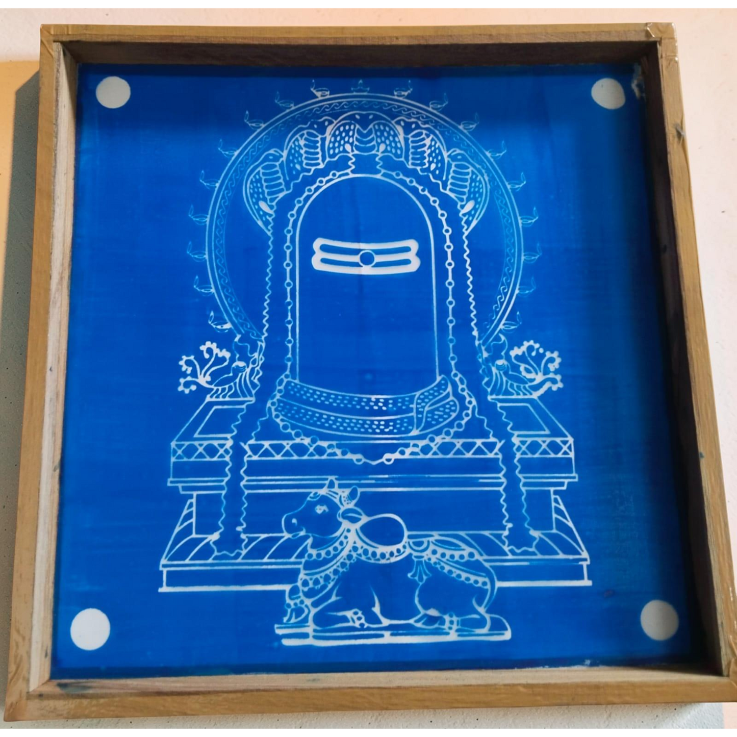 Rangly  Shivalinga with Nandi Rangoli Stencil Wooden  13x13 Inches  Pack of 1 Piece
