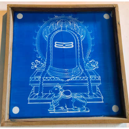 Rangly  Shivalinga with Nandi Rangoli Stencil Wooden  13x13 Inches  Pack of 1 Piece