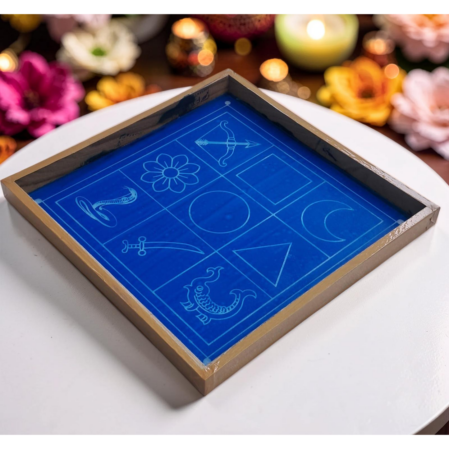 Navagraha Yantra Kolam Stencil Model 2 Wooden  Pack of 1 piece