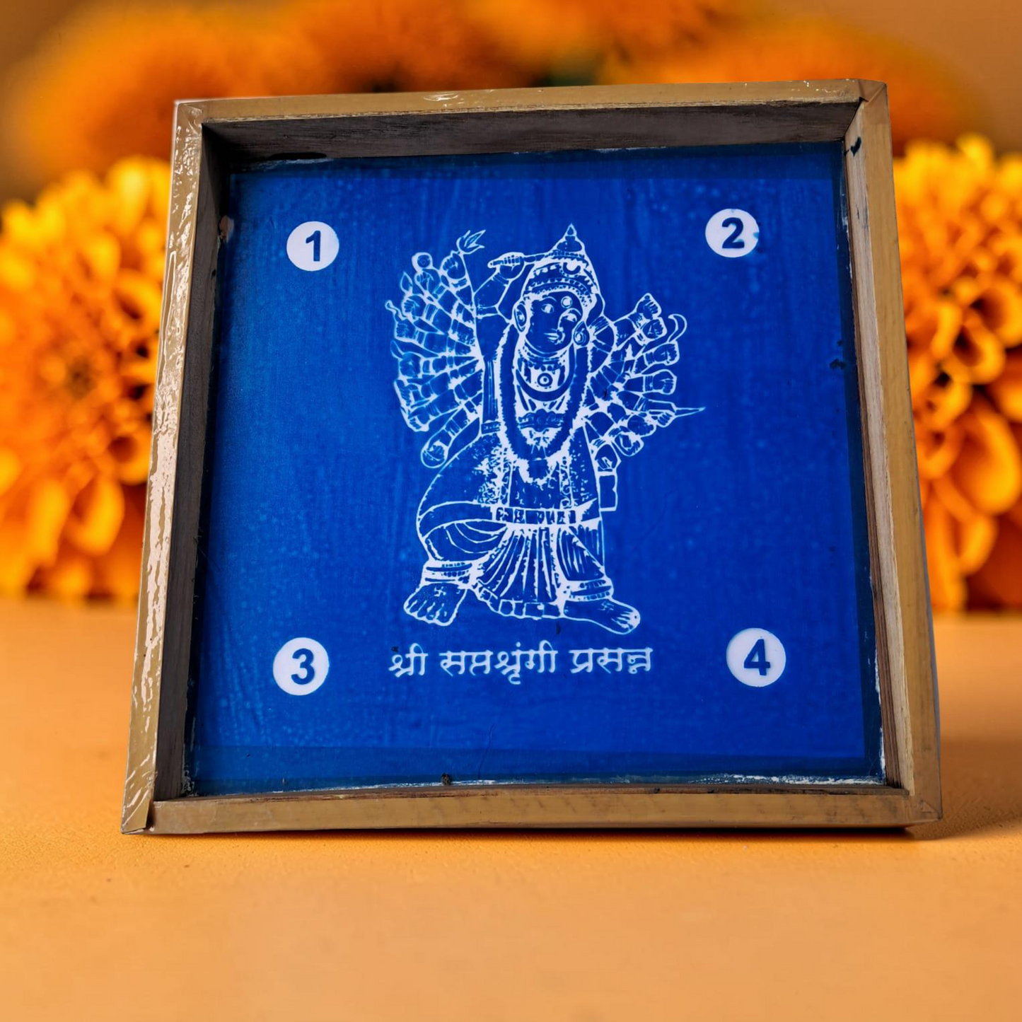 Rangly ஸ்ரீ சப்தஸ்ருங்கி பிரசன்ன ரங்கோலி டிசைன் ஸ்டென்சில் மரத்தாலான 10x10 இன்ச் 1 துண்டு கொண்ட பேக்