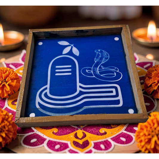 Rangly Shivalinga with Nagam Rangoli Design Stencil Wooden 10x10 Inches Pack of 1 piece