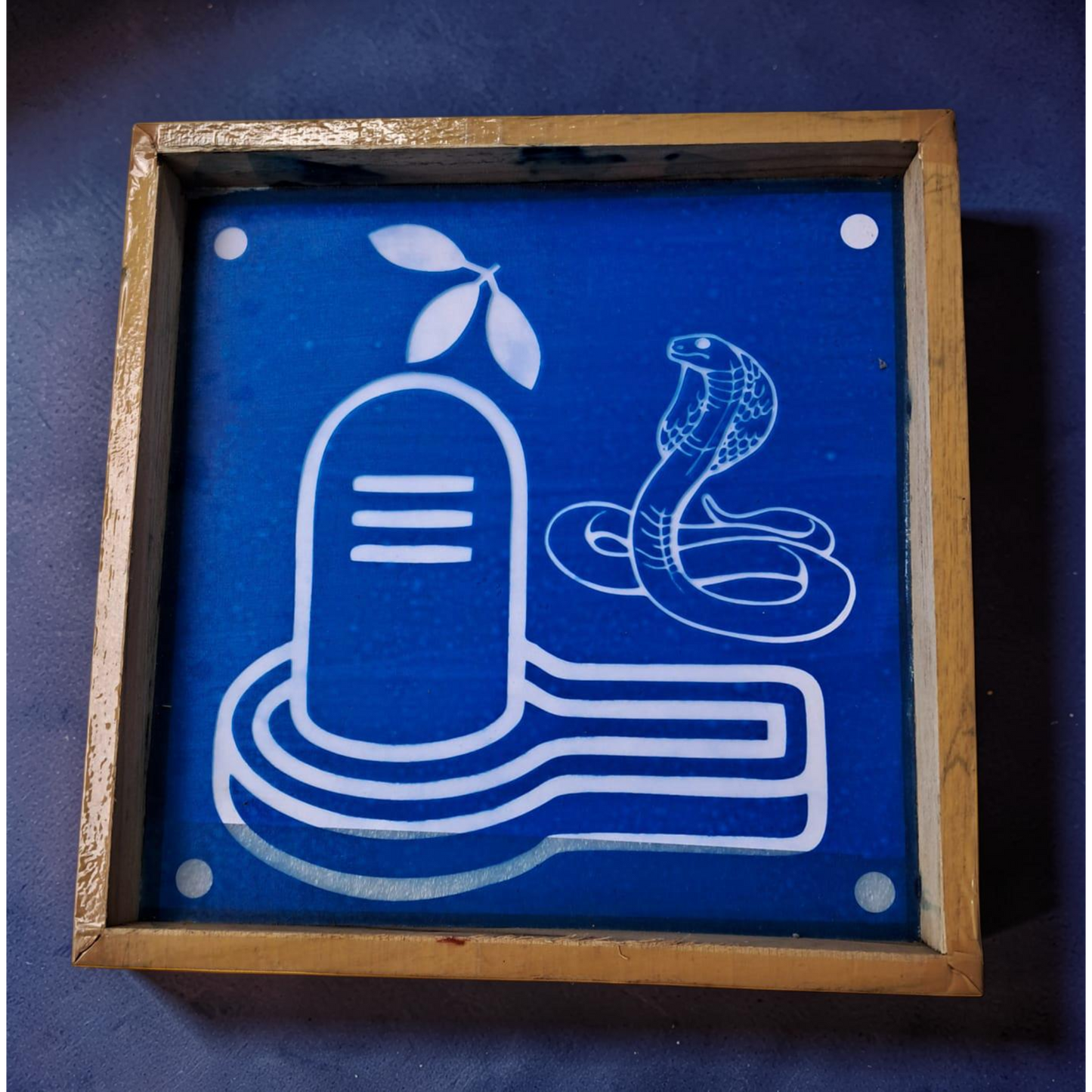 Rangly Shivalinga with Nagam Rangoli Design Stencil Wooden 10x10 Inches Pack of 1 piece
