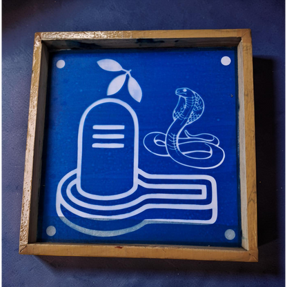 Rangly Shivalinga with Nagam Rangoli Design Stencil Wooden 10x10 Inches Pack of 1 piece