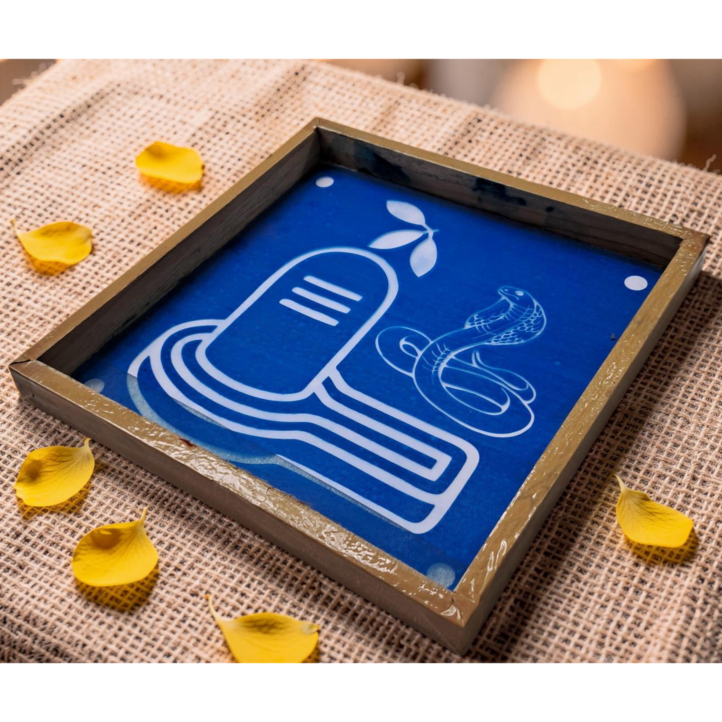 Rangly Shivalinga with Nagam Rangoli Design Stencil Wooden 10x10 Inches Pack of 1 piece