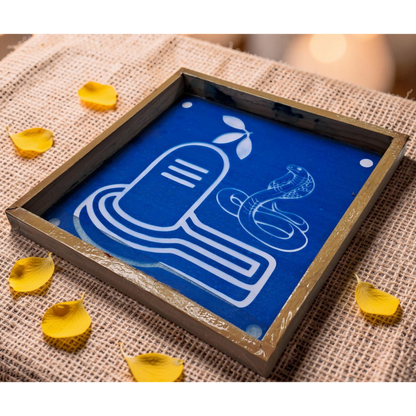 Rangly Shivalinga with Nagam Rangoli Design Stencil Wooden 10x10 Inches Pack of 1 piece