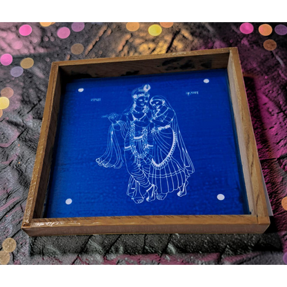 Rangly Radha Krishna Rangoli Design Stencil Wooden 10x10 Inches Pack of 1 piece