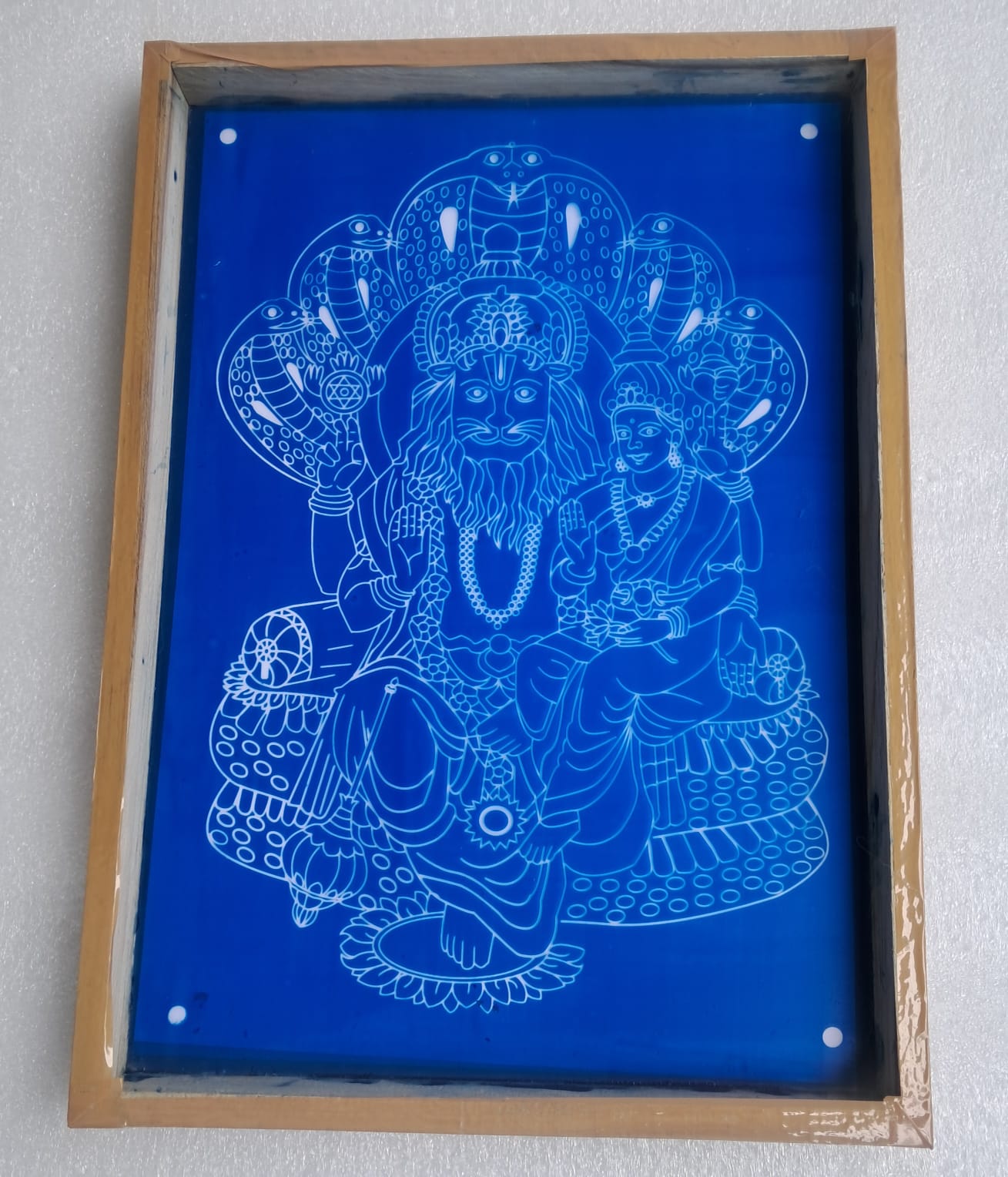 Rangly "Lakshmi narasimhar " Rangoli Design Stencil Wooden 15x11 Inches Pack of 1 piece