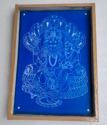 Rangly "Lakshmi narasimhar " Rangoli Design Stencil Wooden 15x11 Inches Pack of 1 piece