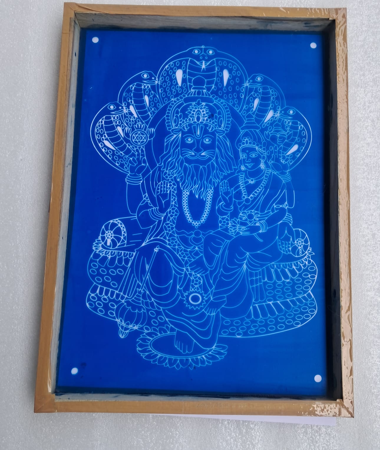 Rangly "Lakshmi narasimhar " Rangoli Design Stencil Wooden 15x11 Inches Pack of 1 piece