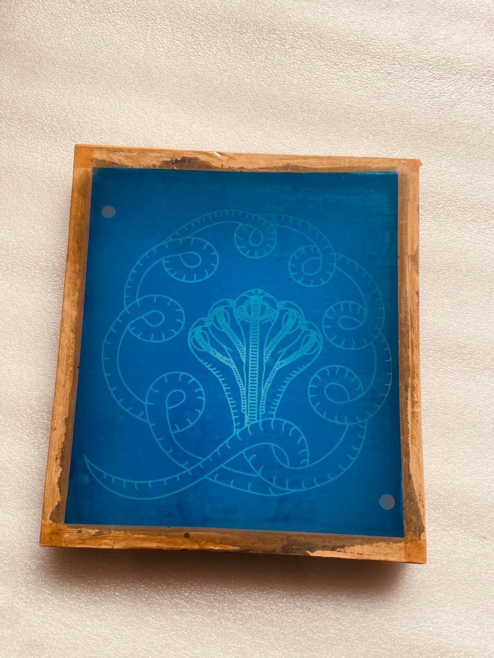 Rangly Naga Rangoli Snake Pattern Stencil Wooden 10x10 Inches Pack of 1 piece