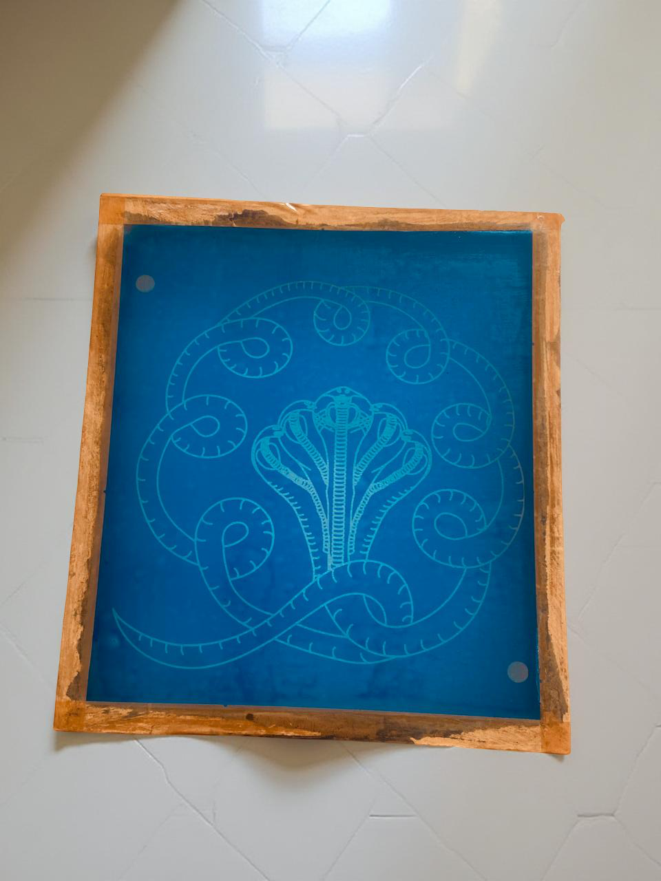 Rangly Naga Rangoli Snake Pattern Stencil Wooden 10x10 Inches Pack of 1 piece