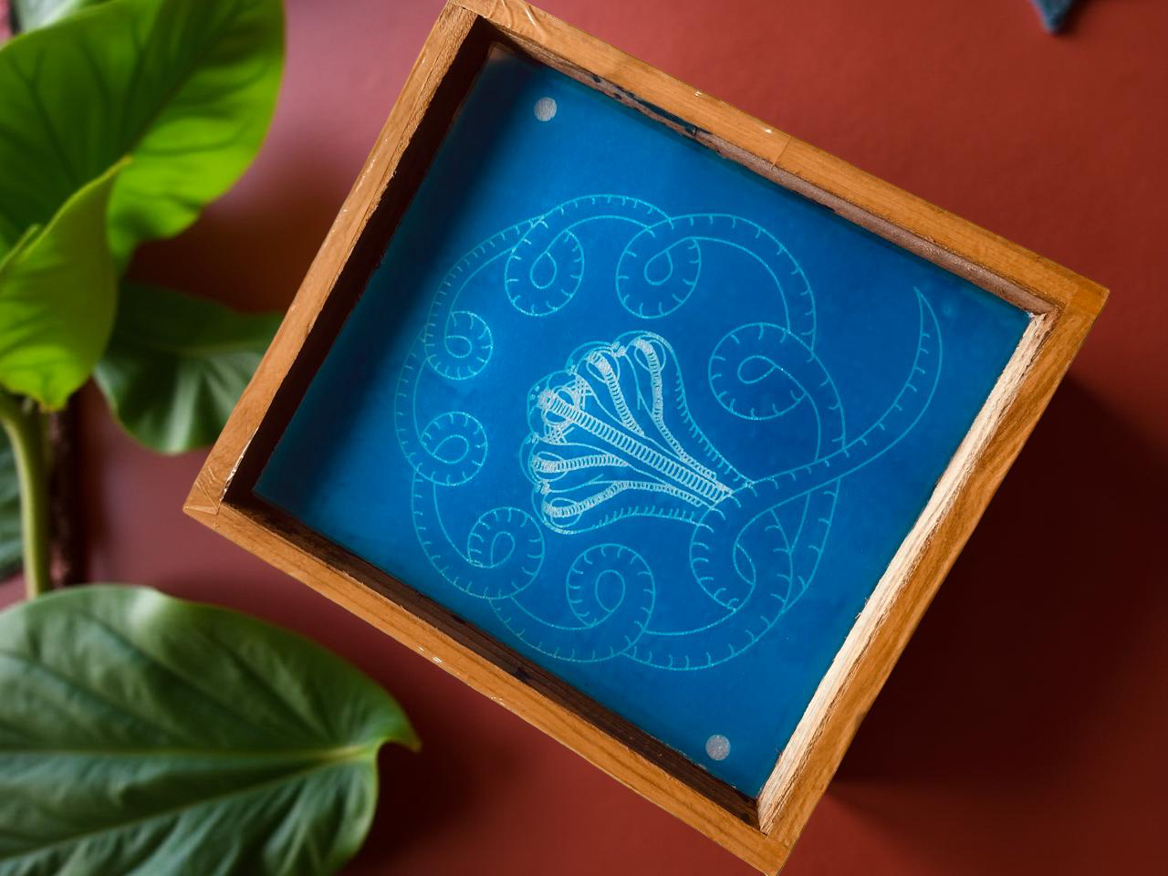 Rangly Naga Rangoli Snake Pattern Stencil Wooden 10x10 Inches Pack of 1 piece