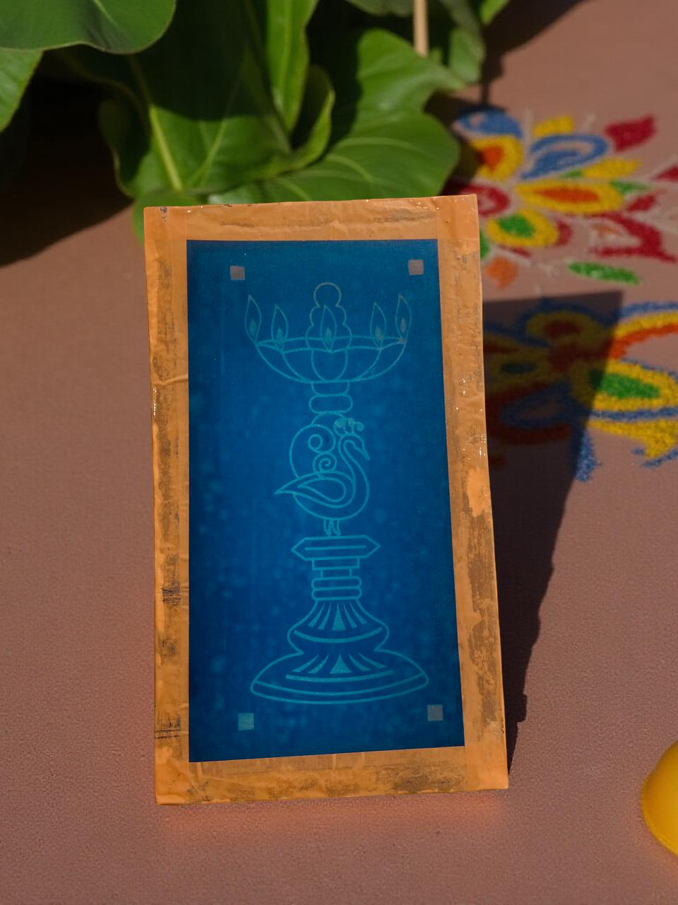 Rangly Peacock Kuthu Vilaku Rangoli Stencil Wooden 9x5 Inches Pack of 1 piece