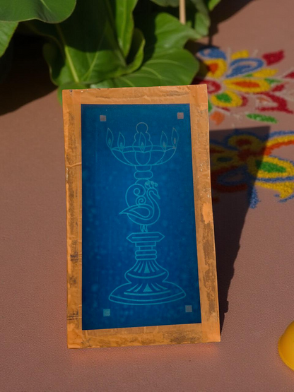 Rangly Peacock Kuthu Vilaku Rangoli Stencil Wooden 9x5 Inches Pack of 1 piece