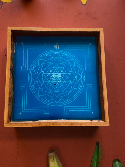 Rangly Sri Chakra Yantra Model 3  Rangoli Stencil Wooden 10x10 Inches Pack of 1 piece