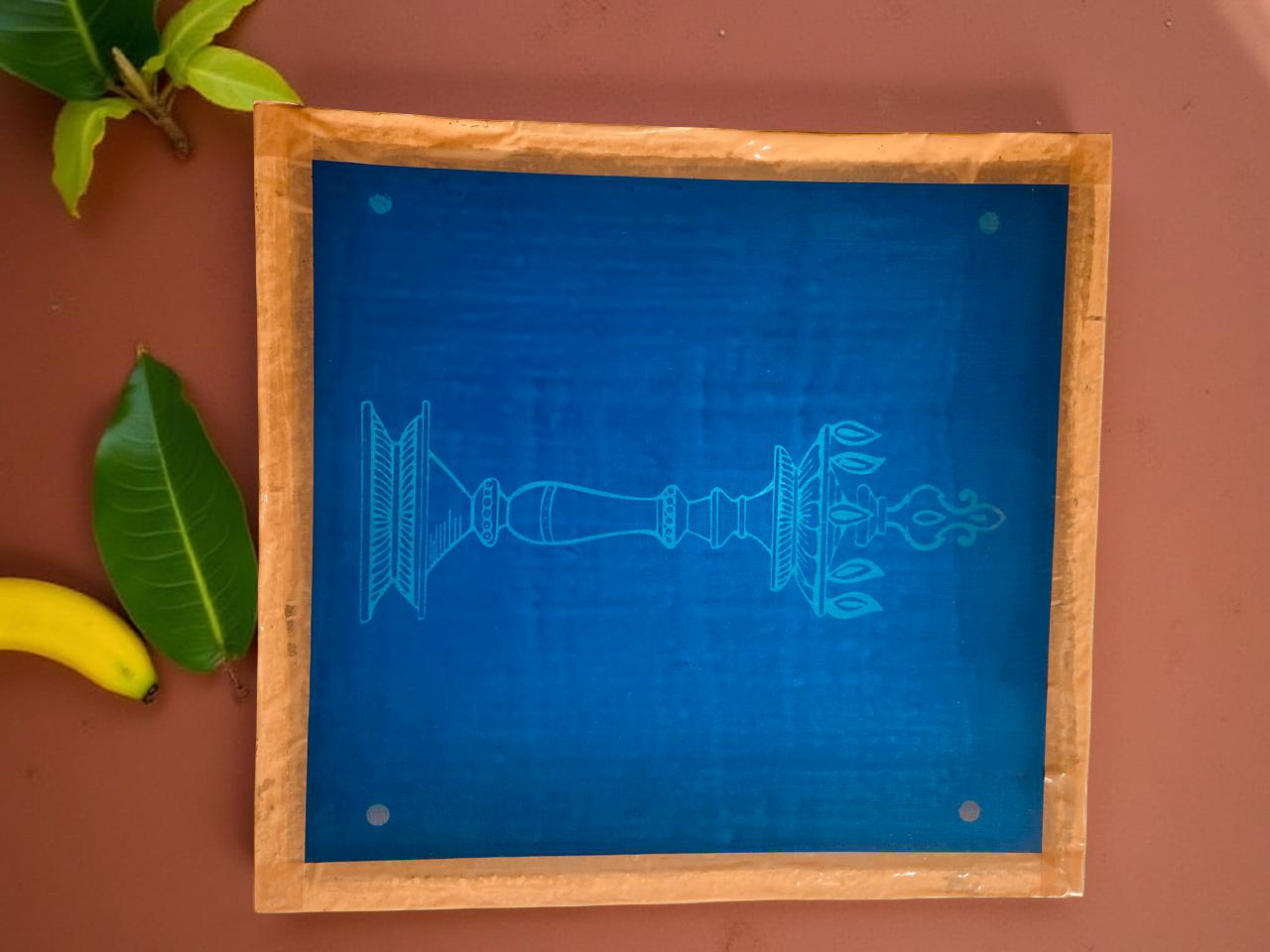 Rangly Kuthu Vilaku Rangoli Stencil Wooden 10x10 Inches Pack of 1 piece