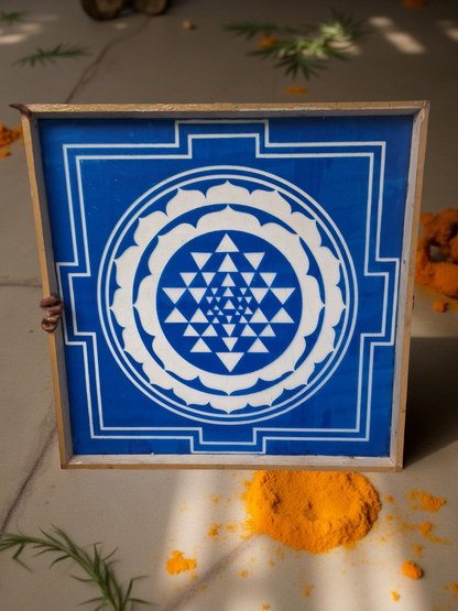 Rangly Jumbo Rangoli Sri Yantra Stencil Wooden 40x40 Inches Pack of 1 piece