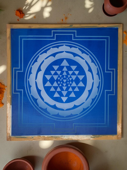 Rangly jumbo Sri Chakra Yantra  Rangoli Stencil Wooden 20*20 Inches Pack of 1 piece