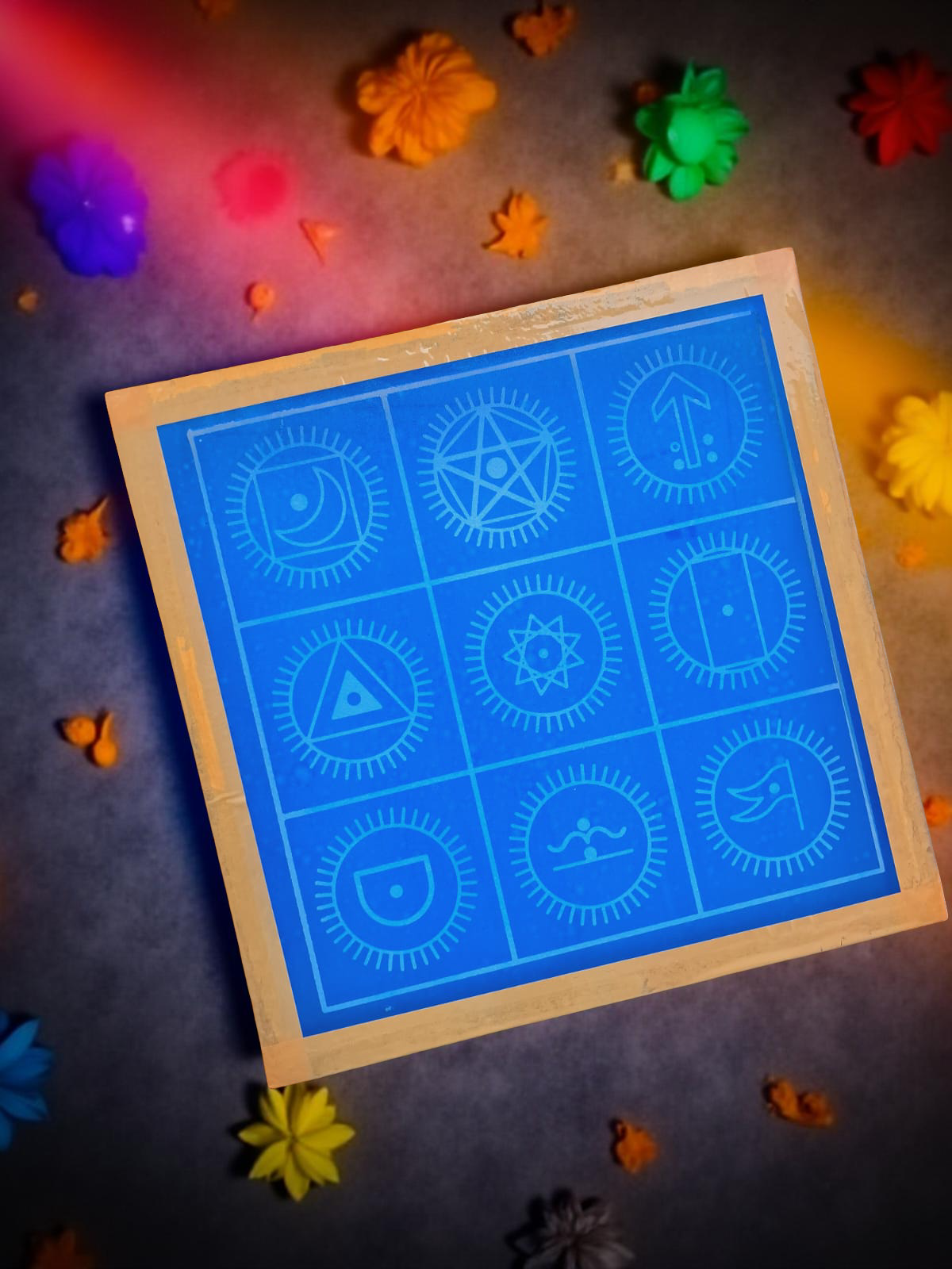 Rangly Navagraha Mandala Yantra Rangoli Stencil Wooden 10x10 Inches Pack of 1 piece