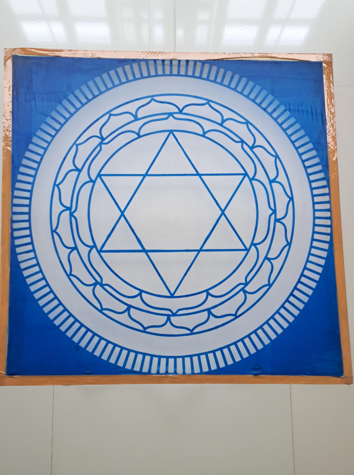 Rangly Jumbo Sudarshana Mandala 1 Yantra  Rangoli Stencil Wooden 30x30 Inches Pack of 1 piece