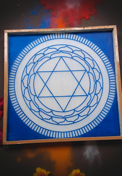 Rangly Jumbo Sudarshana Mandala 1 Yantra  Rangoli Stencil Wooden 30x30 Inches Pack of 1 piece