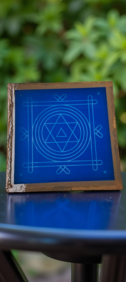 Rangly Model 3 Yantra Rangoli Stencil Wooden 10x10 Inches Pack of 1 piece