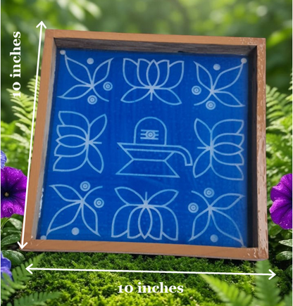 Rangly Shivalingam with flowers Model 5 Rangoli Stencil Wooden 10×10 inches Pack of 1 Piece