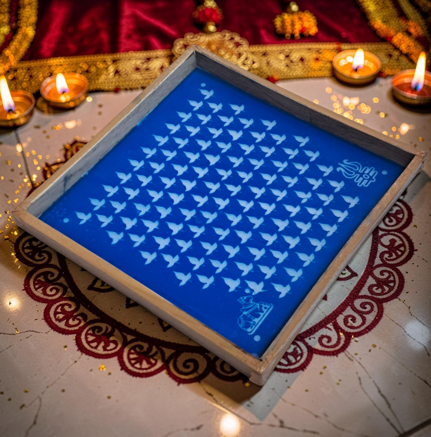 Rangly Gopadam Kolam Design  Rangoli Stencil Wooden 13x13 Inches Pack of 1 piece