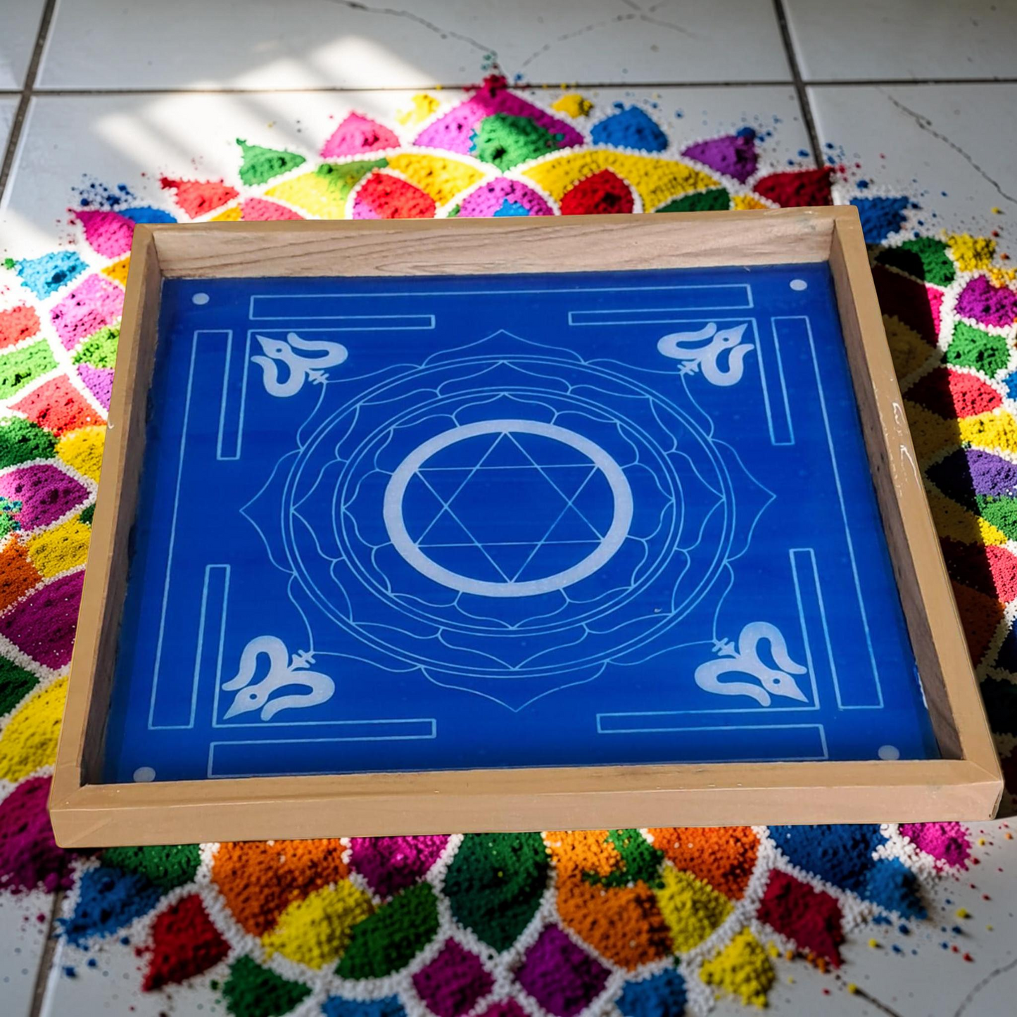 Rangly Jumbo Maha Mrityunjaya Yantra Rangoli Design Stencil Wooden 24x24 Inches Pack of 1 piece