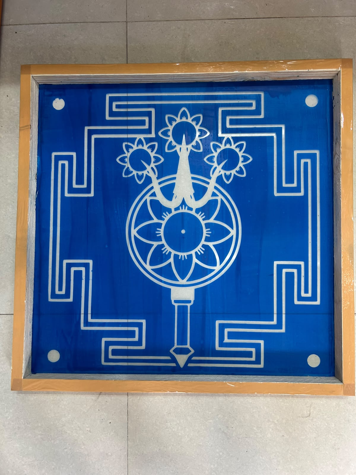 "Trisulabija Mandalam "Yantra  Rangoli wooden Stencil -Elevate Your Spiritual Space