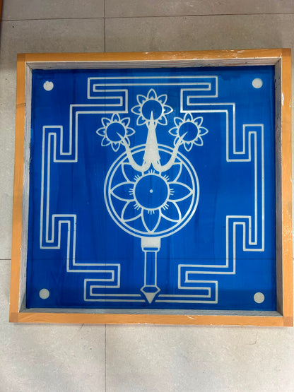 "Trisulabija Mandalam "Yantra  Rangoli wooden Stencil -Elevate Your Spiritual Space