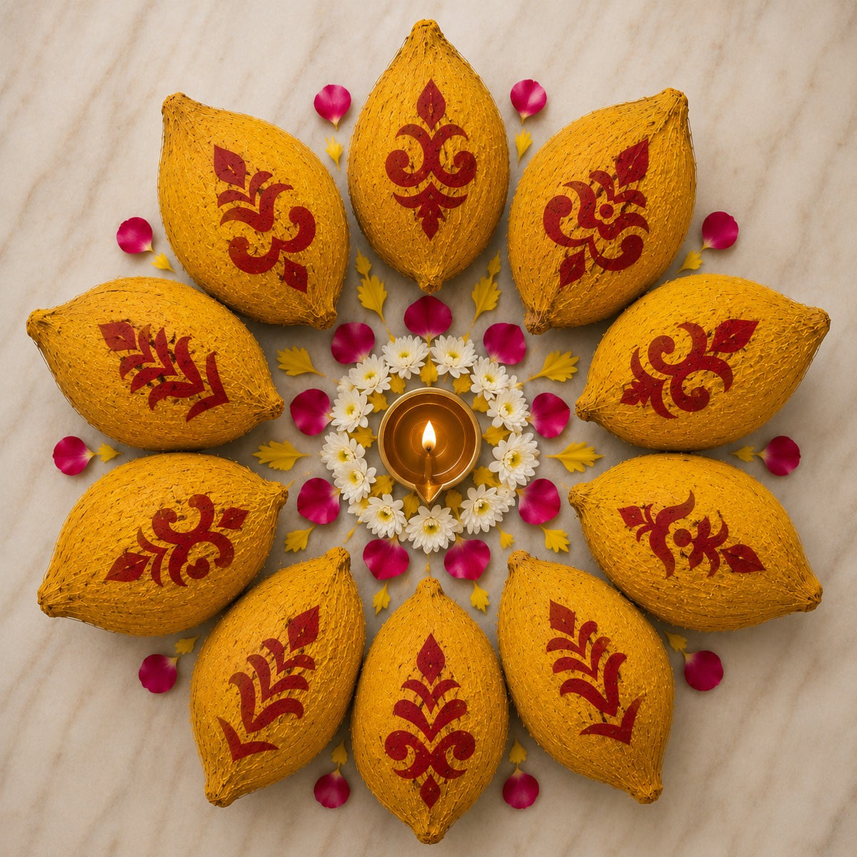 Varalakshmi Pooja Kalasam Coconut Stencils, Decorative Design, Pack of 10 _Rangly