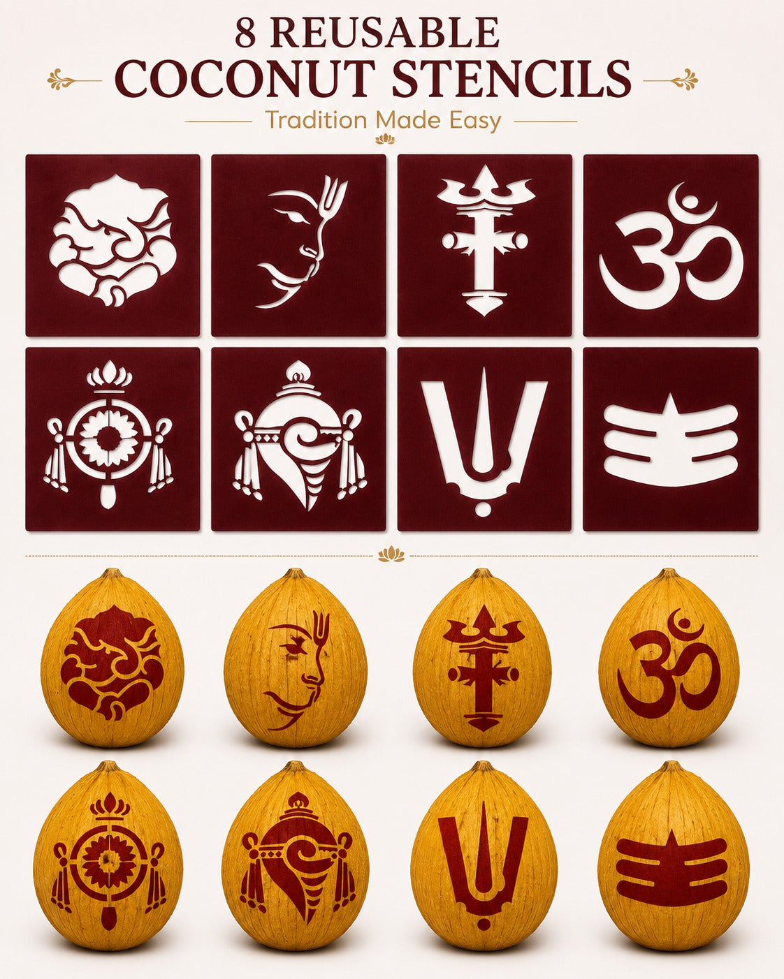 God Nama Coconut Stencil Pack - Set of 8 Stencils_Rangly