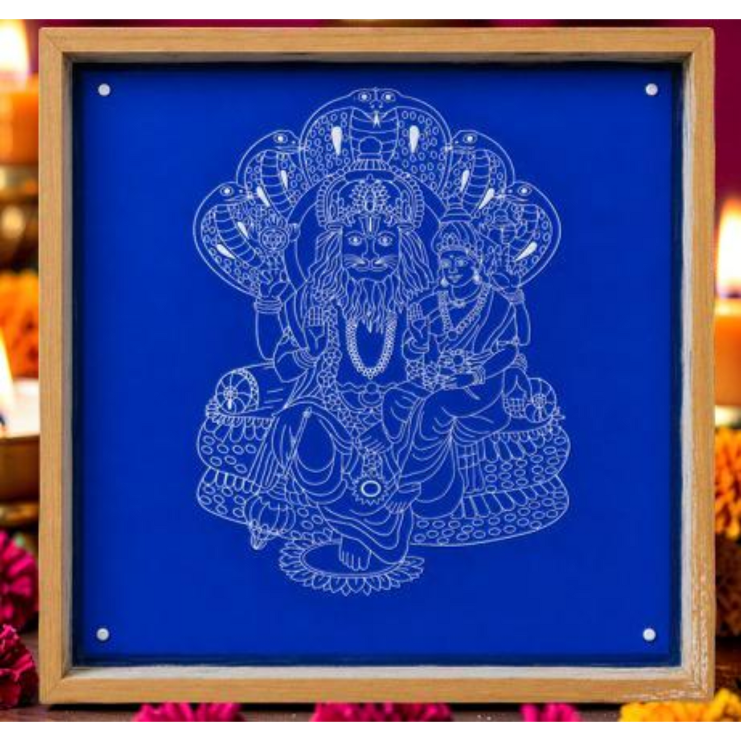 "Lakshmi Narasimhar" God Face Rangoli wooden Stencil -Elevate Your Spiritual Space