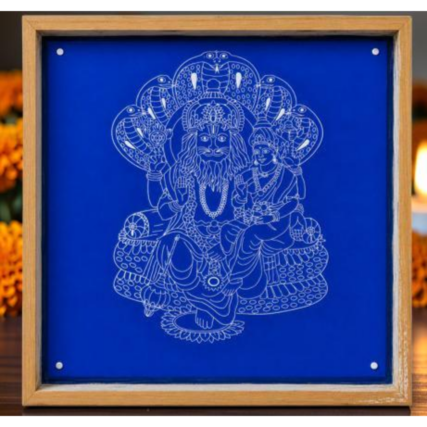 "Lakshmi Narasimhar" God Face Rangoli wooden Stencil -Elevate Your Spiritual Space