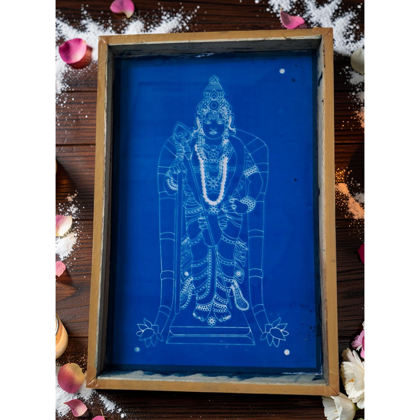 Rangly "Subramaniya Swamy - God Face" Rangoli Design Stencil Wooden 8x13 Inches Pack of 1 piece