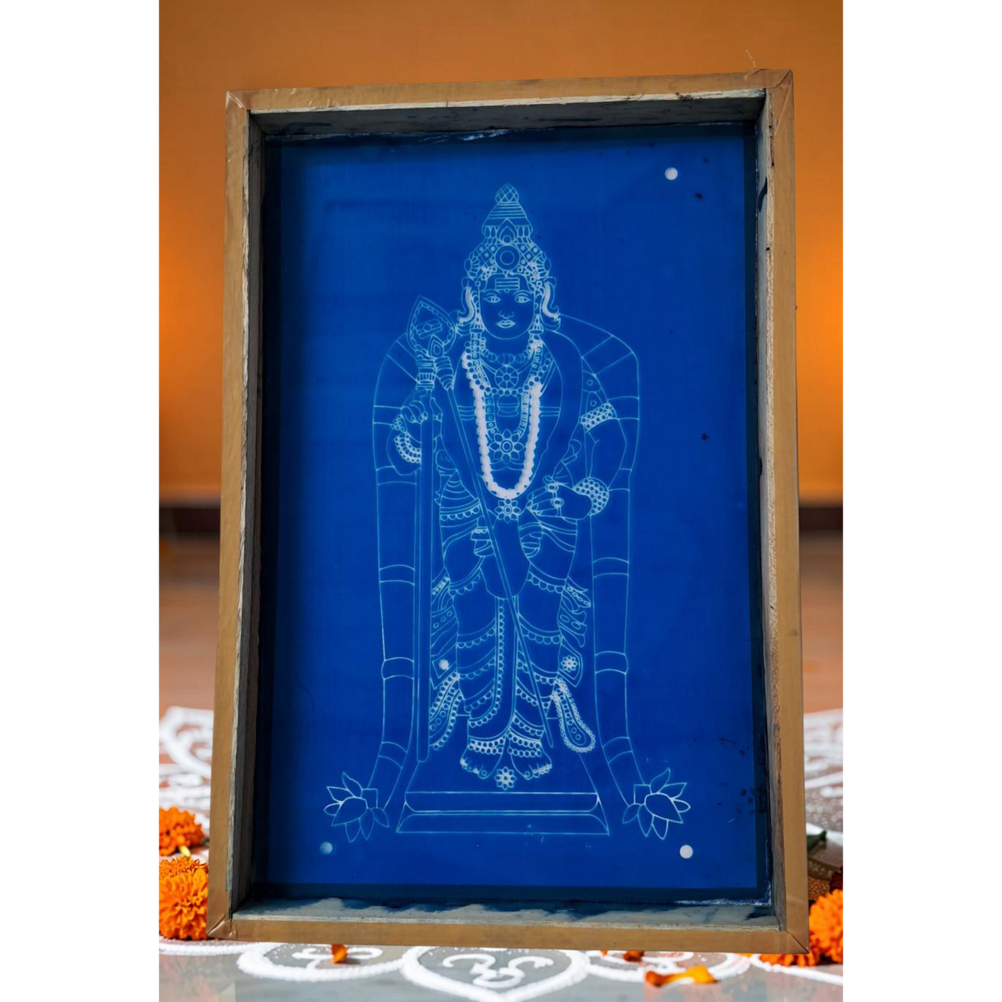 Rangly "Subramaniya Swamy - God Face" Rangoli Design Stencil Wooden 8x13 Inches Pack of 1 piece