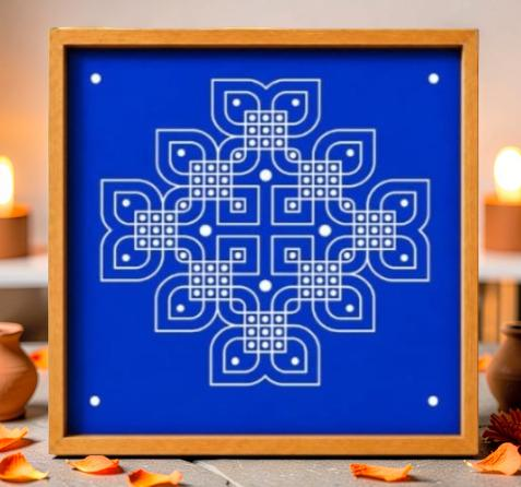 "Padi Kolam' Model 3 Rangoli  Stencil  Wooden  Pack of 1 piece