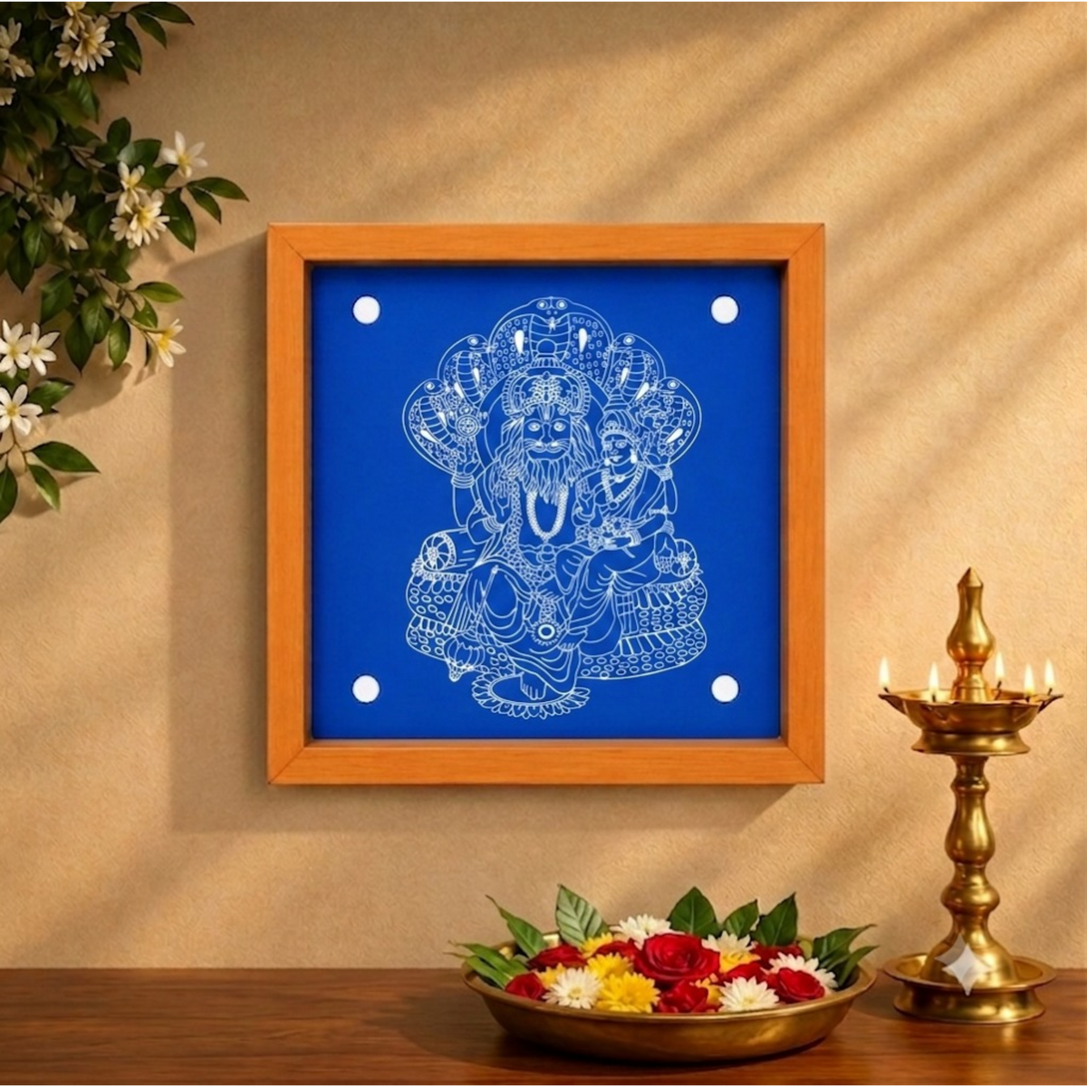 Rangly "Lakshmi narasimhar " Rangoli Design Stencil Wooden 15x11 Inches Pack of 1 piece