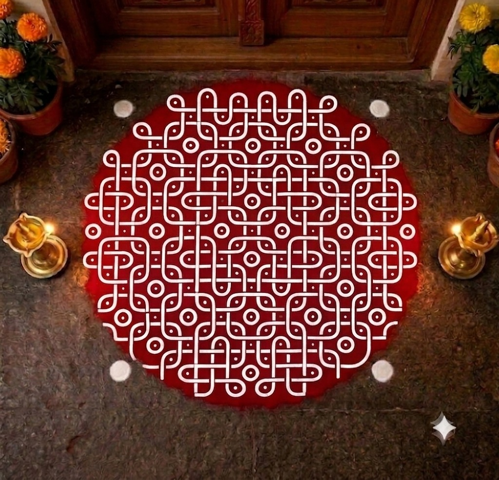 Rangly Auspicious Padi Big Kolam Stencil  Pack of 1 piece - WJ2411