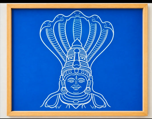 "Lord Vishnu As Anandha Padmanabha Swamy " God Face rangoli wooden Stencil -Elevate Your Spiritual Space