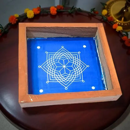 Rangly Hrudaya Kamala Kolam Rangoli Stencil Wooden,  5 × 5 Inches Pack of 1 Piece