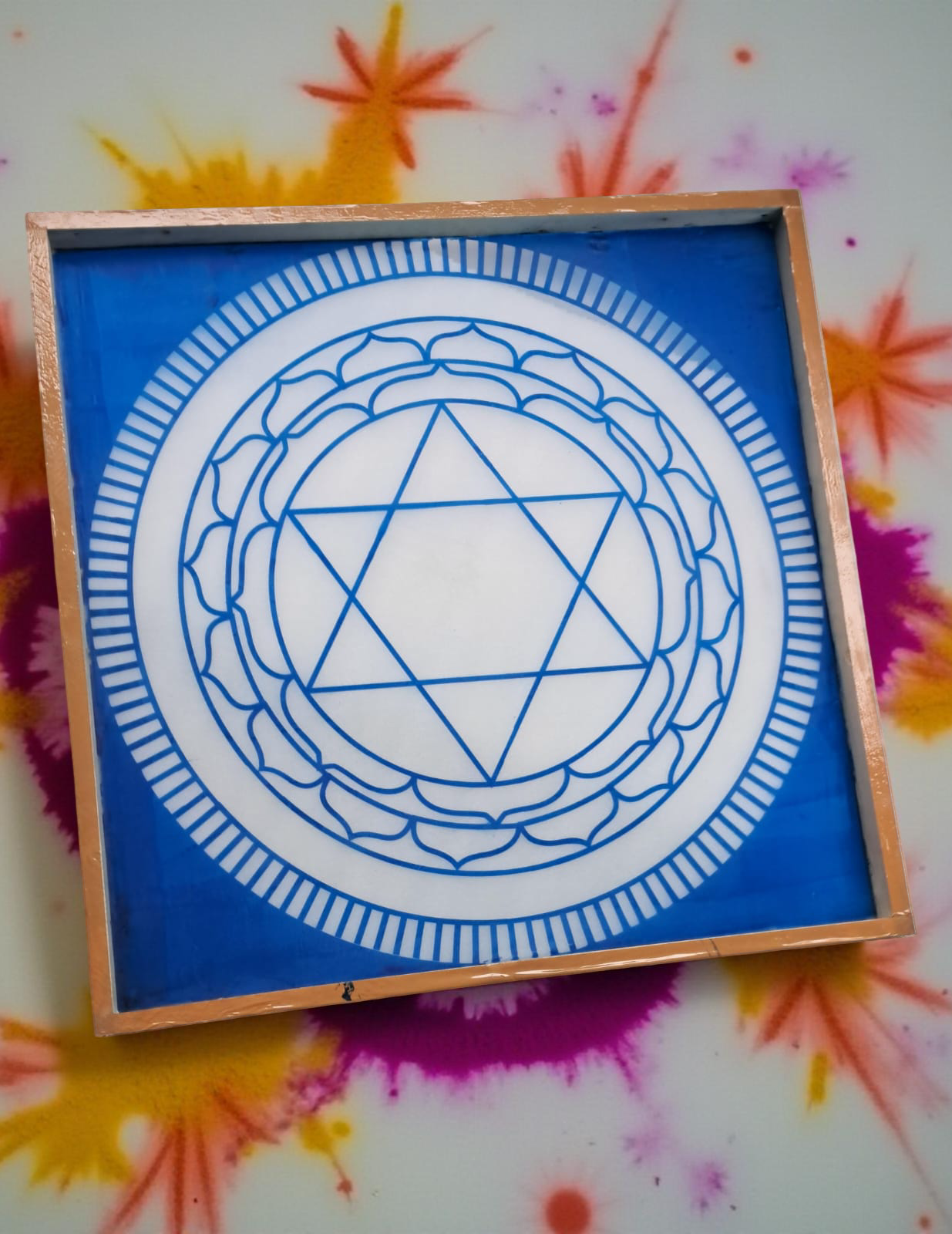 Rangly Jumbo Sudarshana Mandala 1 Yantra  Rangoli Stencil Wooden 30x30 Inches Pack of 1 piece