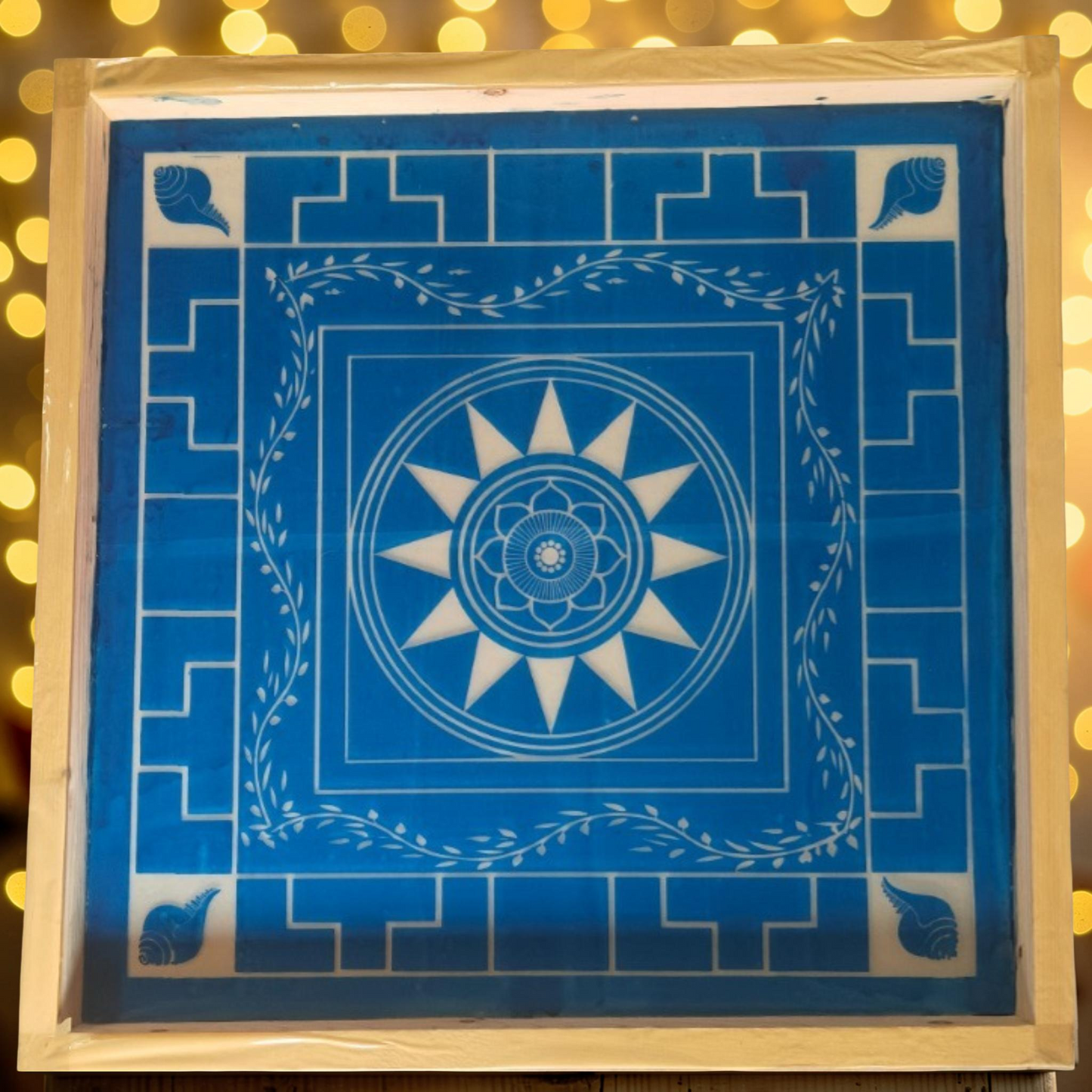 Rangly Jumbo Chakramandala  Yantra Rangoli Design Stencil Wooden 13x13 Inches Pack of 1 piece