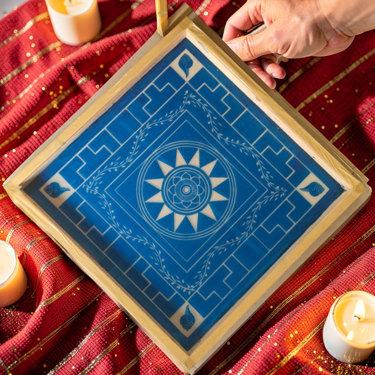 Rangly Jumbo Chakramandala Yantra Rangoli Design Stencil Wooden 40x40 Inches Pack of 1 piece