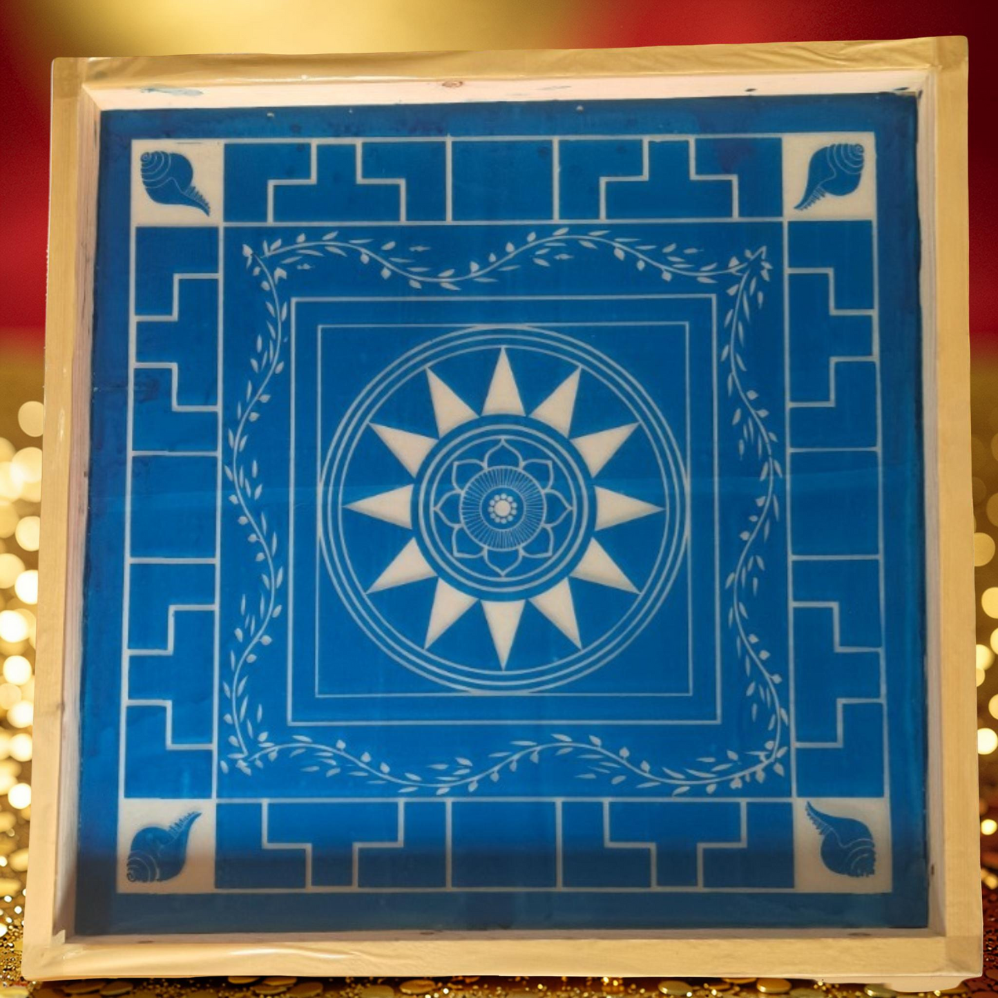 Rangly Jumbo Chakramandala Yantra Rangoli Design Stencil Wooden 40x40 Inches Pack of 1 piece