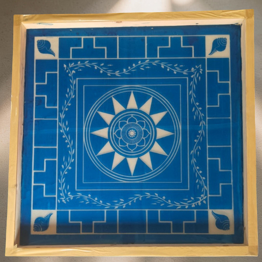 Rangly Jumbo Chakramandala Yantra Rangoli Design Stencil Wooden 20x20 Inches Pack of 1 piece