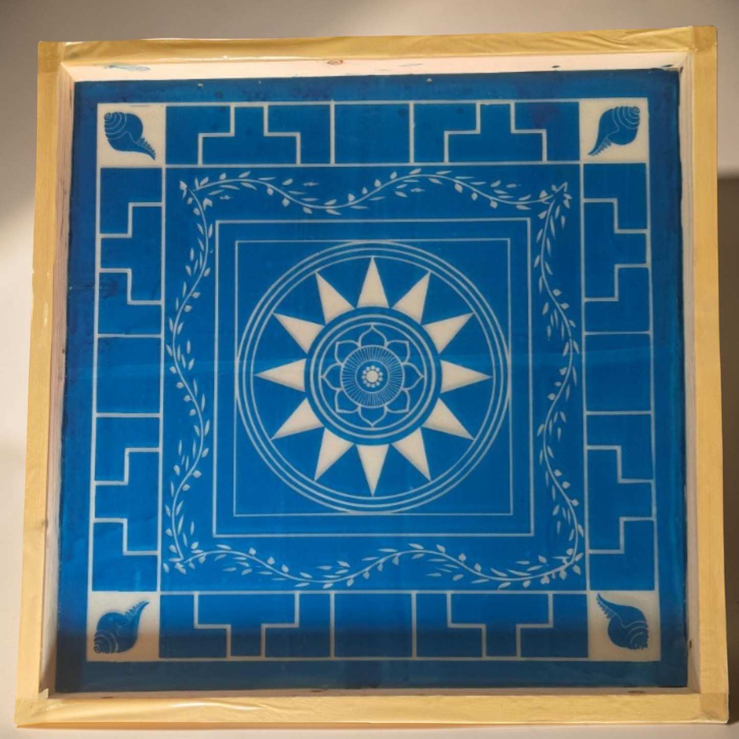 Rangly Jumbo Chakramanadala Yantra Rangoli Design Stencil Wooden 25x25 Inches Pack of 1 piece