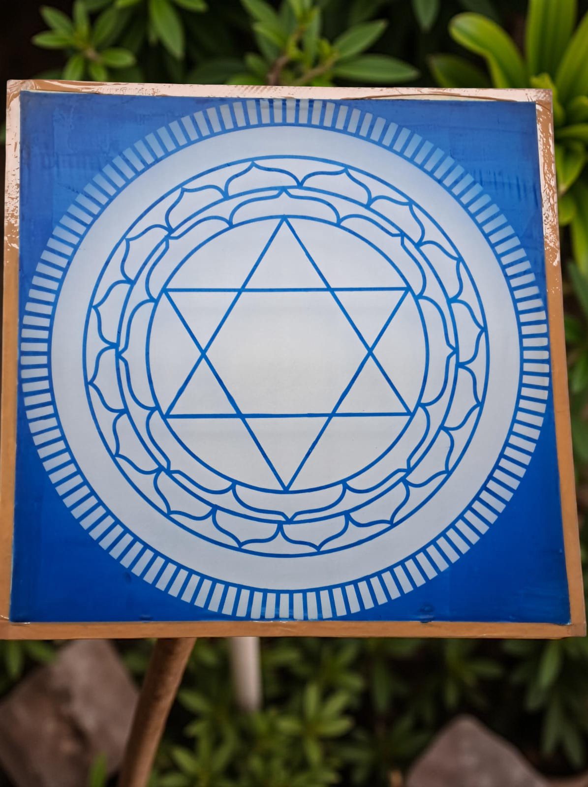 Rangly Jumbo Sudarshana Mandala 1 Yantra  Rangoli Stencil Wooden 30x30 Inches Pack of 1 piece